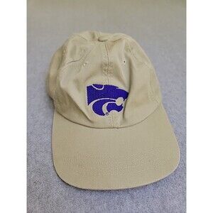 Kansas State Wildcats Cap Tan Embroidered Purple Logo Adjustable Poly Cotton EUC